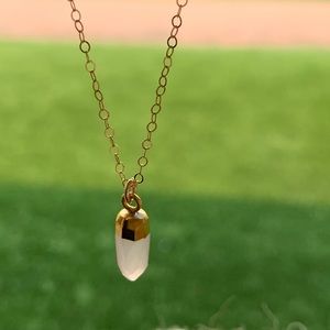Tiny rose quartz on an 18” gold filled chain